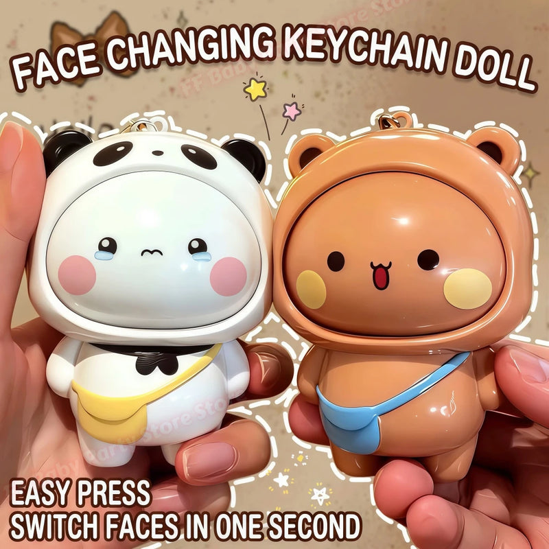 Cartoon Panda Face Changing Keychain