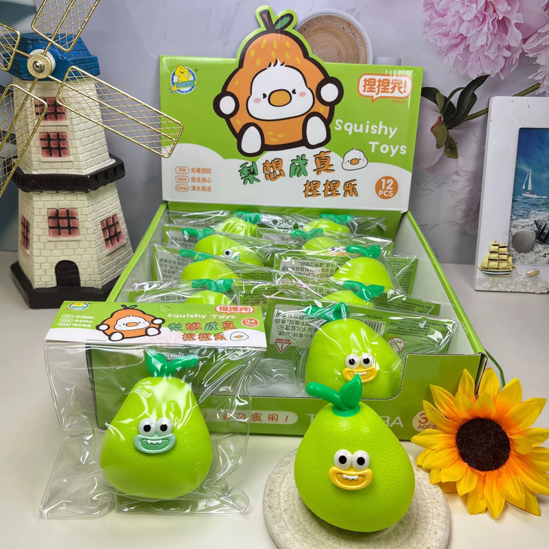 Pear Fruit Stress Relief Squeeze Pendant