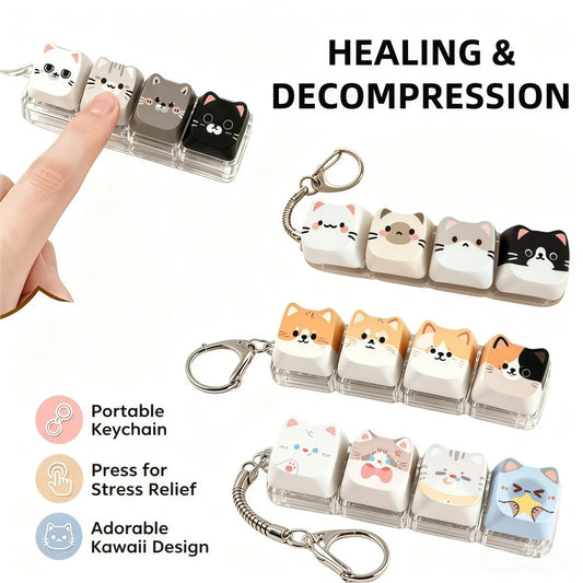 Cute Cat Keyboard Fidget Keychain